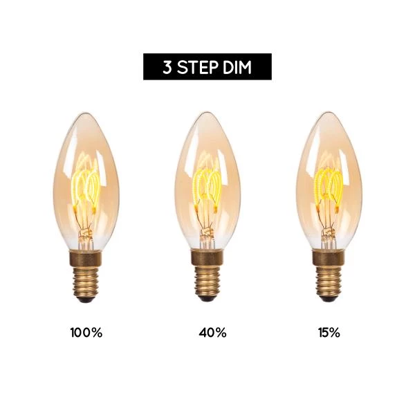 Lucide C35 - Filament bulb - Ø 3,5 cm - E14 - 1x3W 2200K - Amber - detail 1